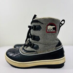 Sorel Tivoli Houndstooth Women Insulated Waterproof Winter Boot Black  Lace Up 8